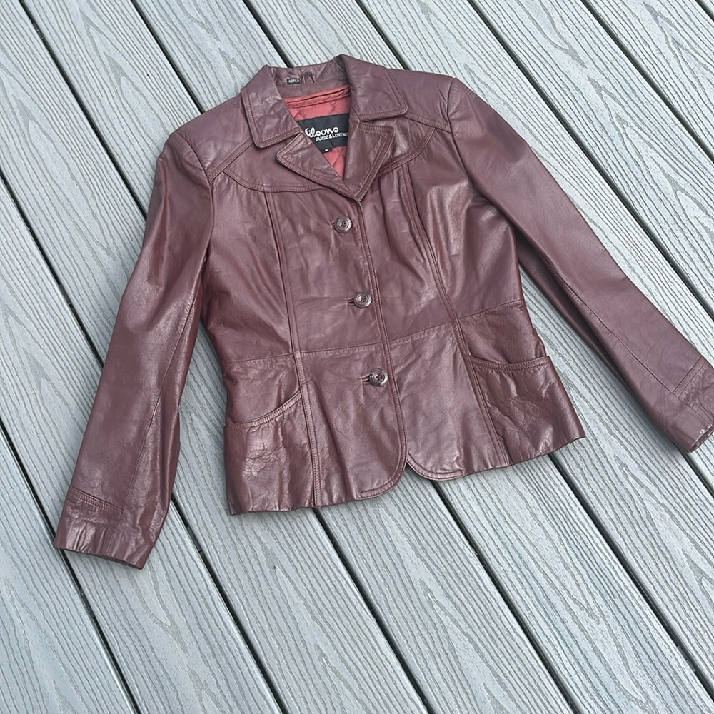 ❄️ VINTAGE Deep Red Leather Jacket